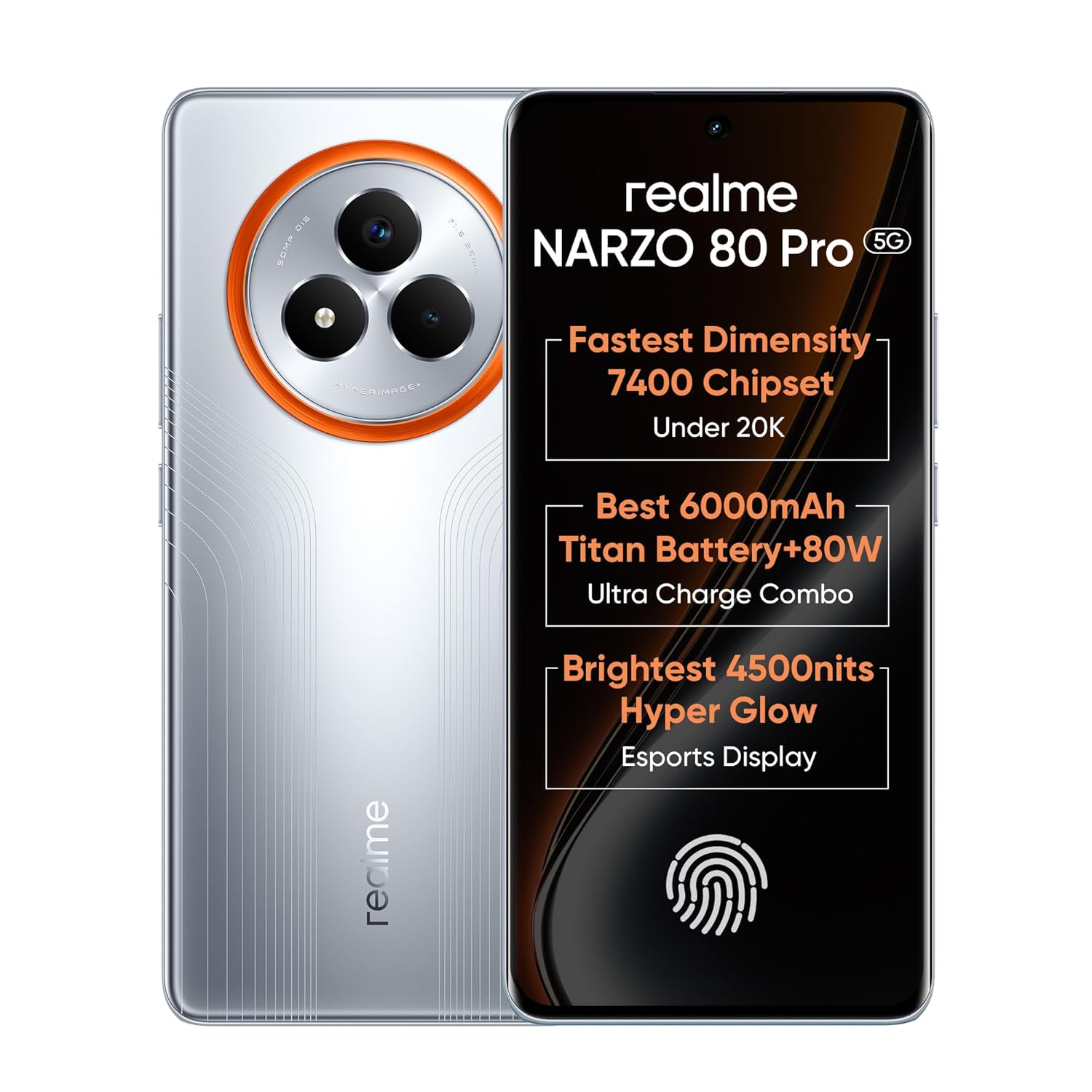 realme NARZO 80 Pro 5G (8GB+256GB) | Segment's 1st MediaTek Dimensity 7400 Chipset | 6000mAh Titan Battery + 80W Ultra Charge | 4500nits HyperGlow Esports Display | IP69 Waterproof